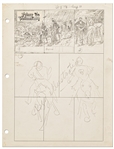 Original Hal Foster Prince Valiant Preliminary Artwork and Story Outline -- #2218 for the 12 August 1979 Comic Strip