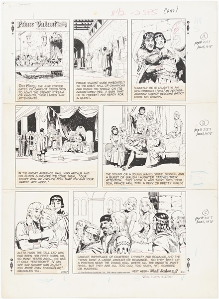 John Cullen Murphy ''Prince Valiant'' Sunday Comic Strip Original Artwork -- #2157 Dated 11 June 1978