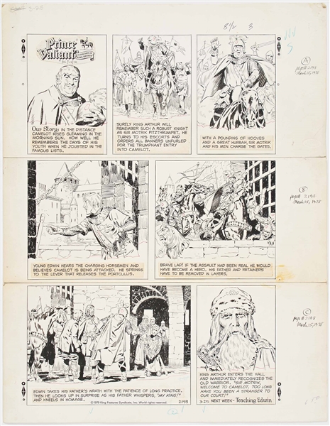 John Cullen Murphy ''Prince Valiant'' Sunday Comic Strip Original Artwork -- #2198 Dated 25 March 1979