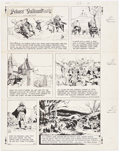 John Cullen Murphy ''Prince Valiant'' Sunday Comic Strip Original Artwork -- #2247 Dated 2 March 1980