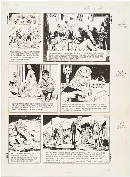 John Cullen Murphy ''Prince Valiant'' Sunday Comic Strip Original Artwork -- #2254 Dated 20 April 1980