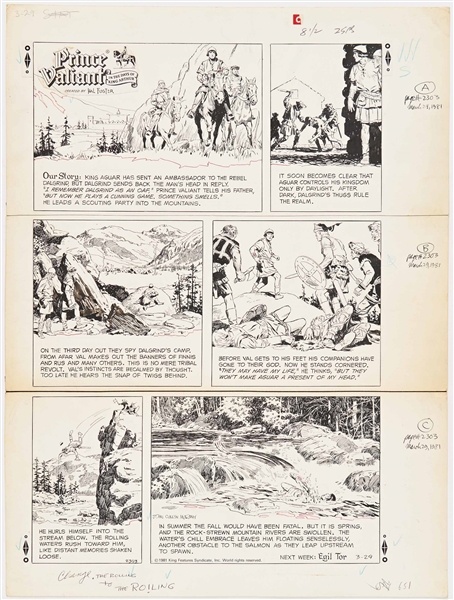 John Cullen Murphy ''Prince Valiant'' Sunday Comic Strip Original Artwork -- #2303 Dated 29 March 1981