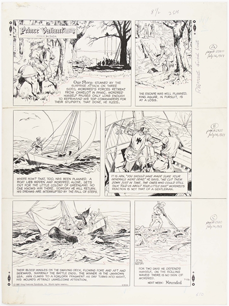 John Cullen Murphy ''Prince Valiant'' Sunday Comic Strip Original Artwork -- #2320 Dated 26 July 1981