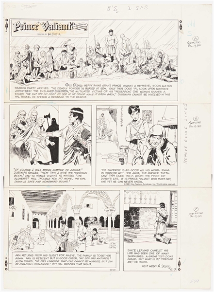 John Cullen Murphy ''Prince Valiant'' Sunday Comic Strip Original Artwork -- #2340 Dated 13 December 1981