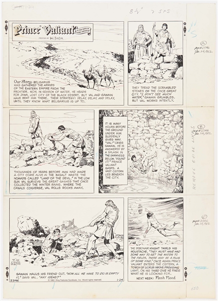 John Cullen Murphy ''Prince Valiant'' Sunday Comic Strip Original Artwork -- #2346 Dated 24 January 1982
