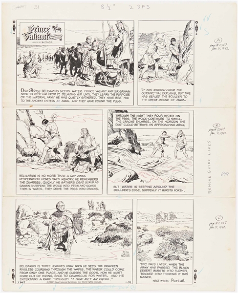John Cullen Murphy ''Prince Valiant'' Sunday Comic Strip Original Artwork -- #2347 Dated 31 January 1982