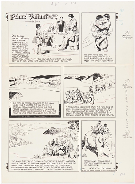 John Cullen Murphy ''Prince Valiant'' Sunday Comic Strip Original Artwork -- #2371 Dated 18 July 1982