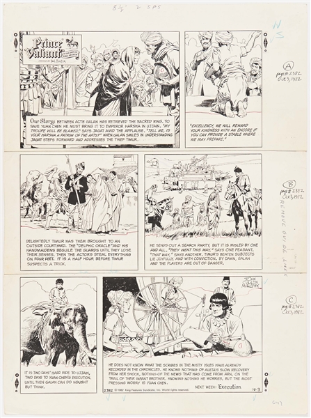 John Cullen Murphy ''Prince Valiant'' Sunday Comic Strip Original Artwork -- #2382 Dated 3 October 1982