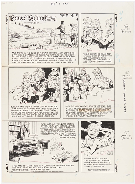John Cullen Murphy ''Prince Valiant'' Sunday Comic Strip Original Artwork -- #2398 Dated 23 January 1983