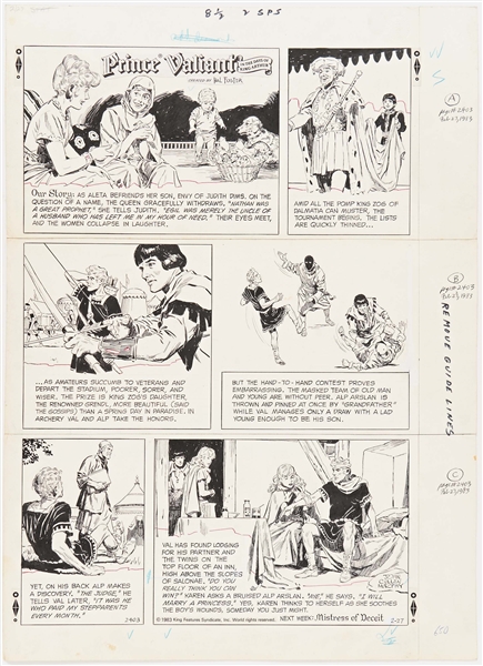 John Cullen Murphy ''Prince Valiant'' Sunday Comic Strip Original Artwork -- #2403 Dated 27 February 1983