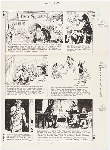 John Cullen Murphy ''Prince Valiant'' Sunday Comic Strip Original Artwork -- #2404 Dated 6 March 1983