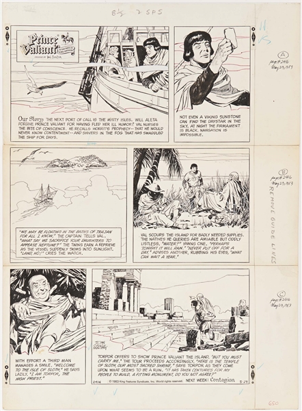 John Cullen Murphy ''Prince Valiant'' Sunday Comic Strip Original Artwork -- #2416 Dated 29 May 1983