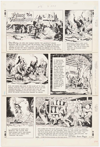 John Cullen Murphy ''Prince Valiant'' Sunday Comic Strip Original Artwork -- #2430 Dated 4 September 1983