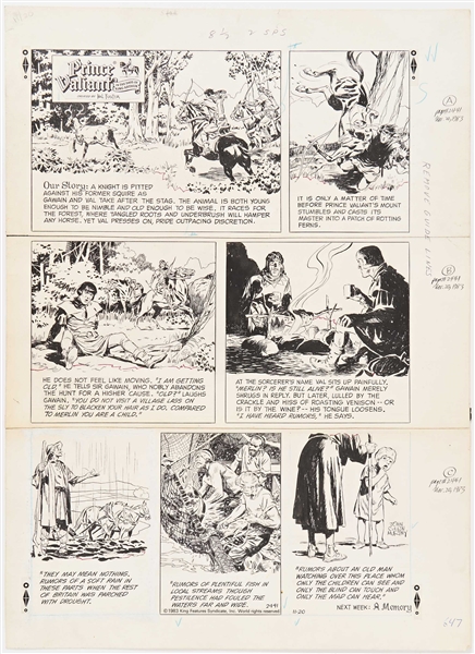 John Cullen Murphy ''Prince Valiant'' Sunday Comic Strip Original Artwork -- #2441 Dated 20 November 1983