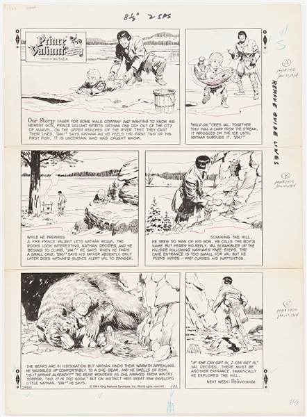 John Cullen Murphy ''Prince Valiant'' Sunday Comic Strip Original Artwork -- #2450 Dated 22 January 1984