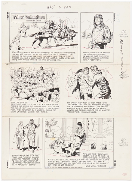 John Cullen Murphy ''Prince Valiant'' Sunday Comic Strip Original Artwork -- #2467 Dated 20 May 1984