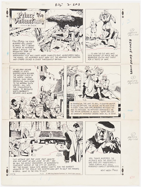 John Cullen Murphy ''Prince Valiant'' Sunday Comic Strip Original Artwork -- #2476 Dated 22 July 1984