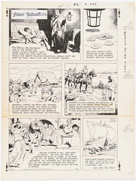 John Cullen Murphy ''Prince Valiant'' Sunday Comic Strip Original Artwork -- #2502 Dated 20 January 1985