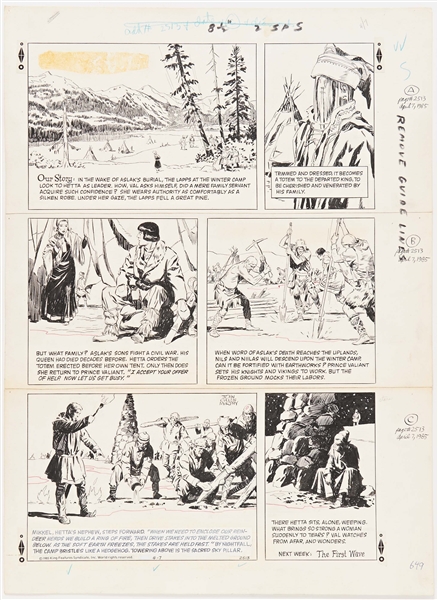 John Cullen Murphy ''Prince Valiant'' Sunday Comic Strip Original Artwork -- #2513 Dated 7 April 1985