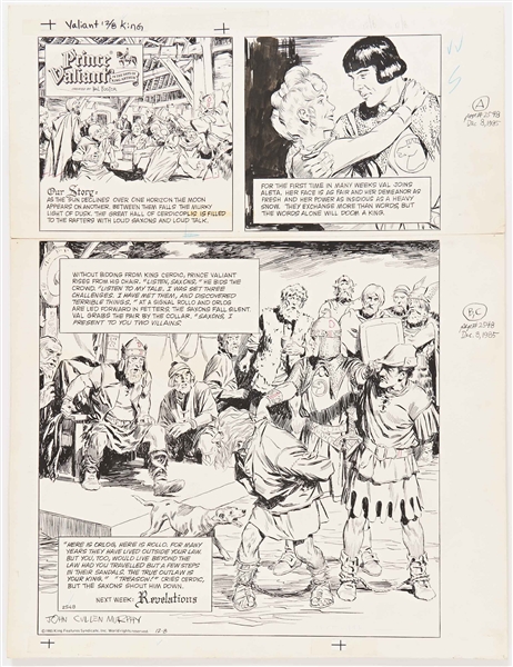 John Cullen Murphy ''Prince Valiant'' Sunday Comic Strip Original Artwork -- #2548 Dated 8 December 1985