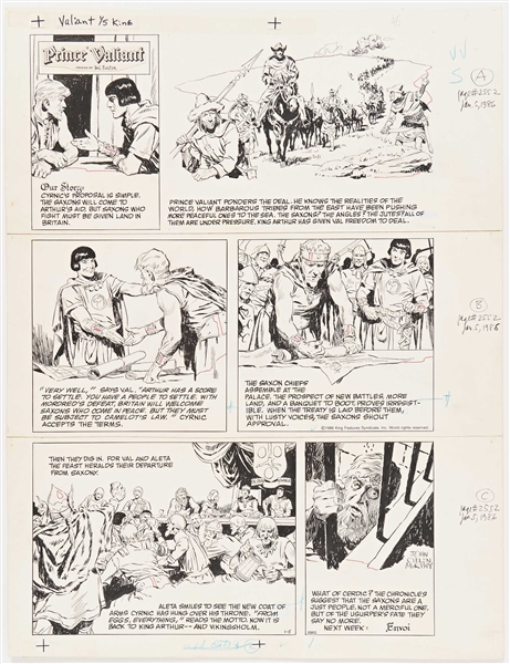 John Cullen Murphy ''Prince Valiant'' Sunday Comic Strip Original Artwork -- #2552 Dated 5 January 1986