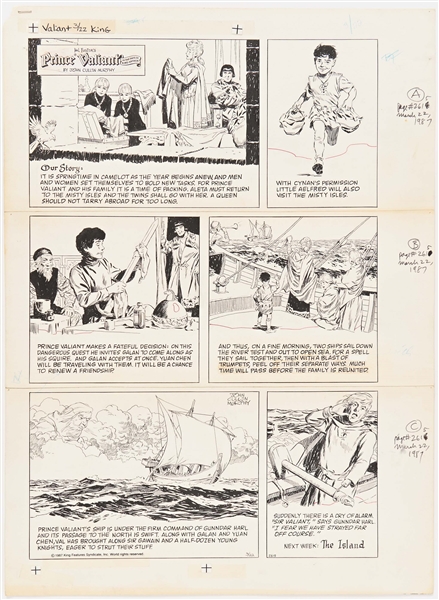 John Cullen Murphy ''Prince Valiant'' Sunday Comic Strip Original Artwork -- #2615 Dated 22 March 1987