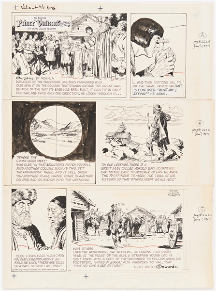 John Cullen Murphy ''Prince Valiant'' Sunday Comic Strip Original Artwork -- #2626 Dated 7 June 1987