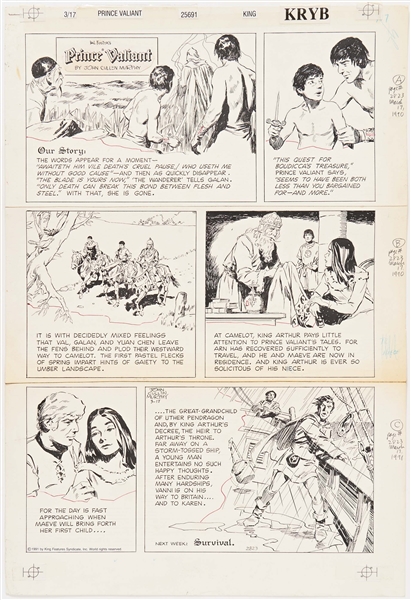 John Cullen Murphy ''Prince Valiant'' Sunday Comic Strip Original Artwork -- #2823 Dated 17 March 1991