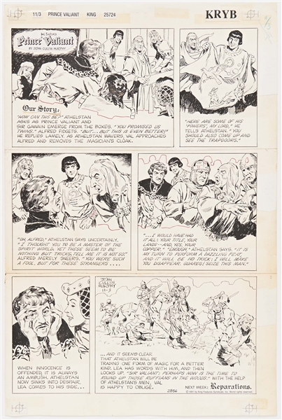 John Cullen Murphy ''Prince Valiant'' Sunday Comic Strip Original Artwork -- #2856 Dated 3 November 1991