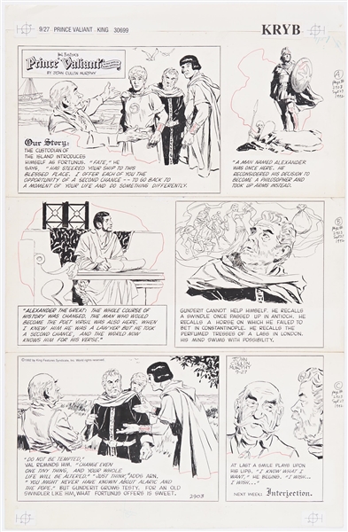 John Cullen Murphy ''Prince Valiant'' Sunday Comic Strip Original Artwork -- #2903 Dated 27 September 1992