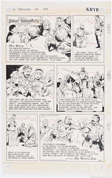 John Cullen Murphy ''Prince Valiant'' Sunday Comic Strip Original Artwork -- #2948 Dated 8 August 1993