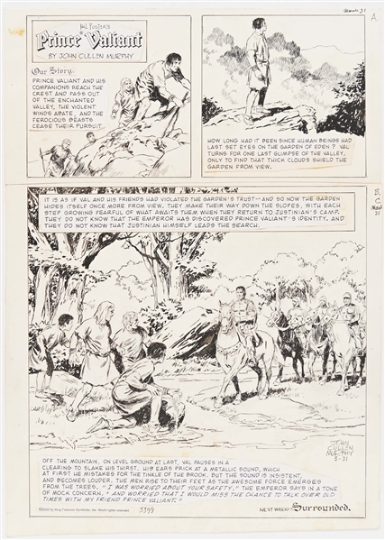 John Cullen Murphy ''Prince Valiant'' Sunday Comic Strip Original Artwork -- #3399 Dated 31 March 2002