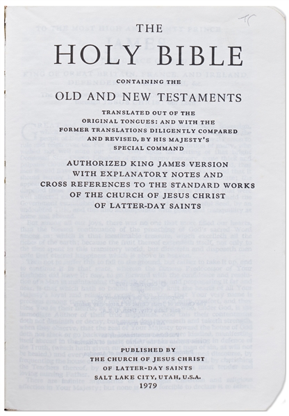 Truman Capote's Personal Bible, Initialed ''TC'' and with Numerous Underlined References Throughout -- Also With Hand Edits Such as Capote Writing ''Ten Commandments''