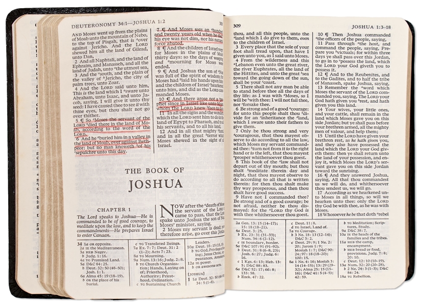 Truman Capote's Personal Bible, Initialed ''TC'' and with Numerous Underlined References Throughout -- Also With Hand Edits Such as Capote Writing ''Ten Commandments''