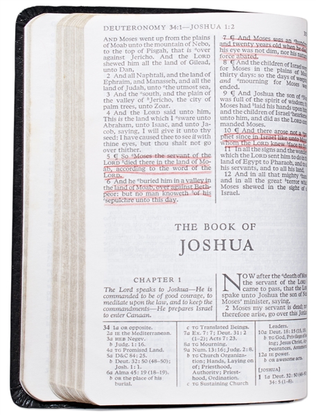 Truman Capote's Personal Bible, Initialed ''TC'' and with Numerous Underlined References Throughout -- Also With Hand Edits Such as Capote Writing ''Ten Commandments''