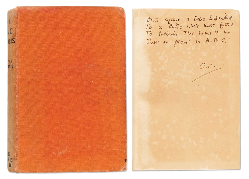 Agatha Christie Signed First Edition, First Printing of ''The ABC Murders'' -- With a Clever and Scarce Handwritten Poem Referencing the Title of the Book
