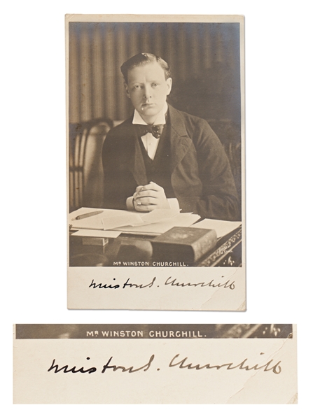 Winston Churchill Signed Photo Postcard