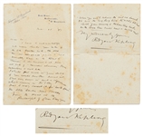 Rudyard Autograph Letter Signed Regarding His Book of Poetry, The Seven Seas