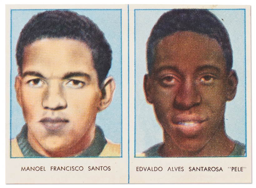 Uncut M. Santos/Pele Rookie Card -- Contained Within the 1958 ''Swedish Rekord Journal'' -- Scarce as Uncut