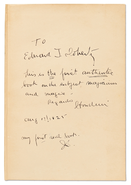 Harry Houdini Twice-Signed First Edition of His Book ''The Unmasking of Robert-Houdin'' -- ''...This is the first authentic book on the subject magicians and magic...''