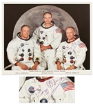 Buzz Aldrin Signed 10 x 8 Photo of the Apollo 11 Astronauts in Their White Spacesuits