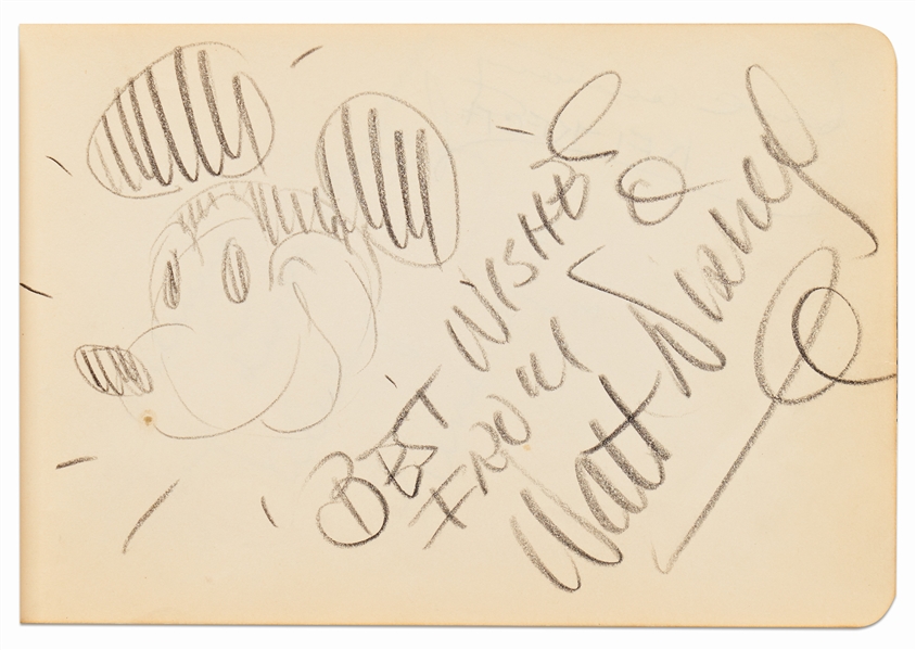 Walt Disney Signed Sketch of Mickey Mouse -- Measures 7.5'' x 5''