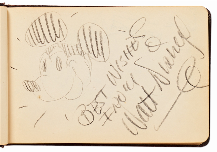 Walt Disney Signed Sketch of Mickey Mouse -- Measures 7.5'' x 5''