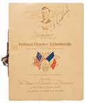 Charles Lindbergh Signed Program for a 1927 Banquet Honoring Him