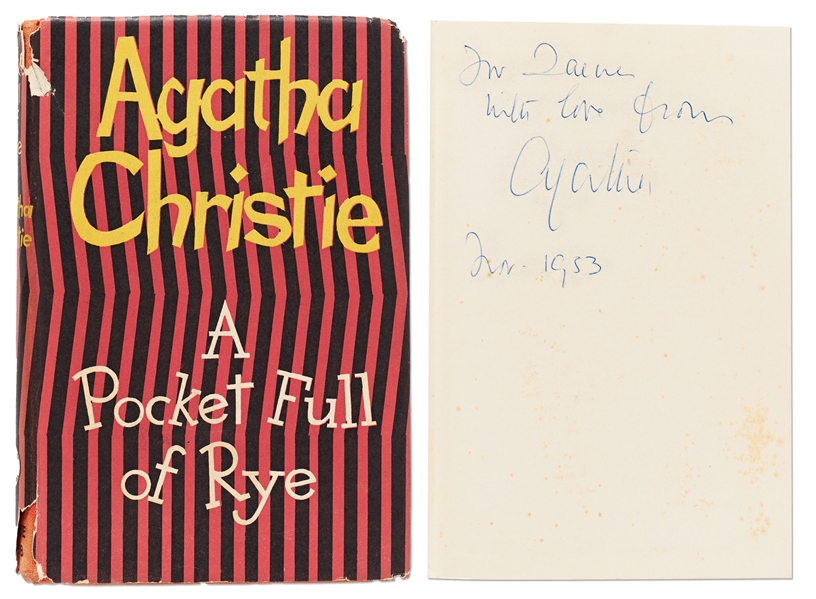 Agatha Christie Signed First Edition, First Printing of ''A Pocket Full of Rye'' -- Signed the Month of Publication, in November 1953