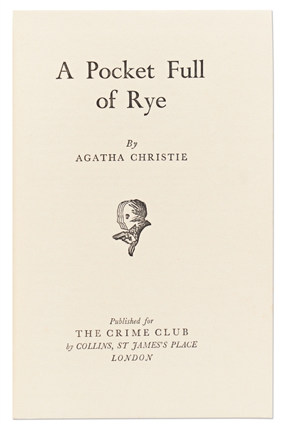 Agatha Christie Signed First Edition, First Printing of ''A Pocket Full of Rye'' -- Signed the Month of Publication, in November 1953