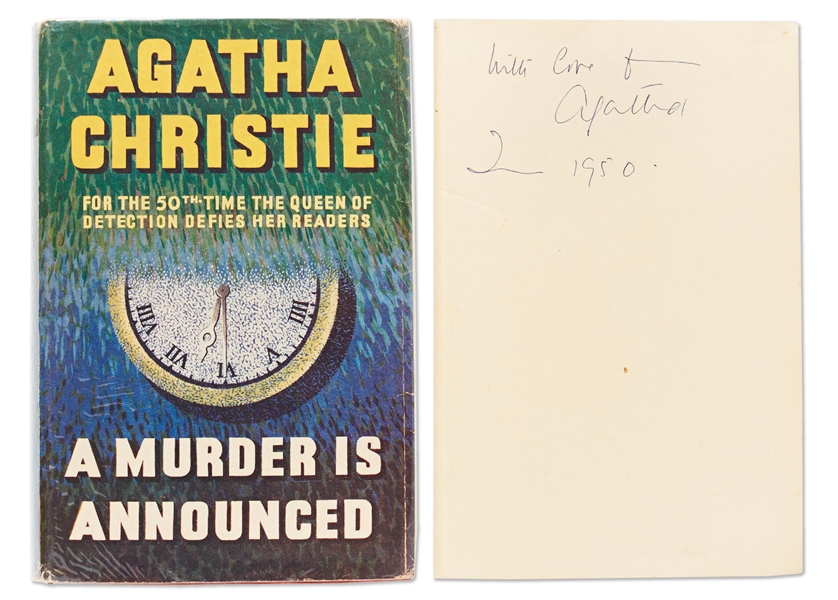 Agatha Christie Signed First Edition, First Printing of ''A Murder Is Announced'' -- In First Printing Dust Jacket