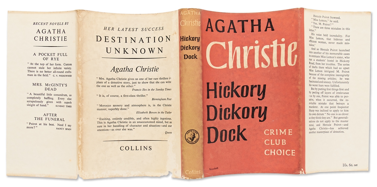 Agatha Christie Signed First Edition, First Printing of ''Hickory Dickory Dock'' -- Signed the Month of Publication, in October 1955