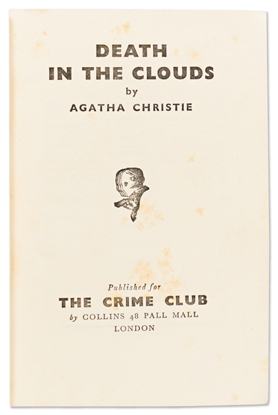Agatha Christie Signed First Edition, First Printing of ''Death in the Clouds'' -- Uninscribed and Signed with Her Nickname ''Ange''