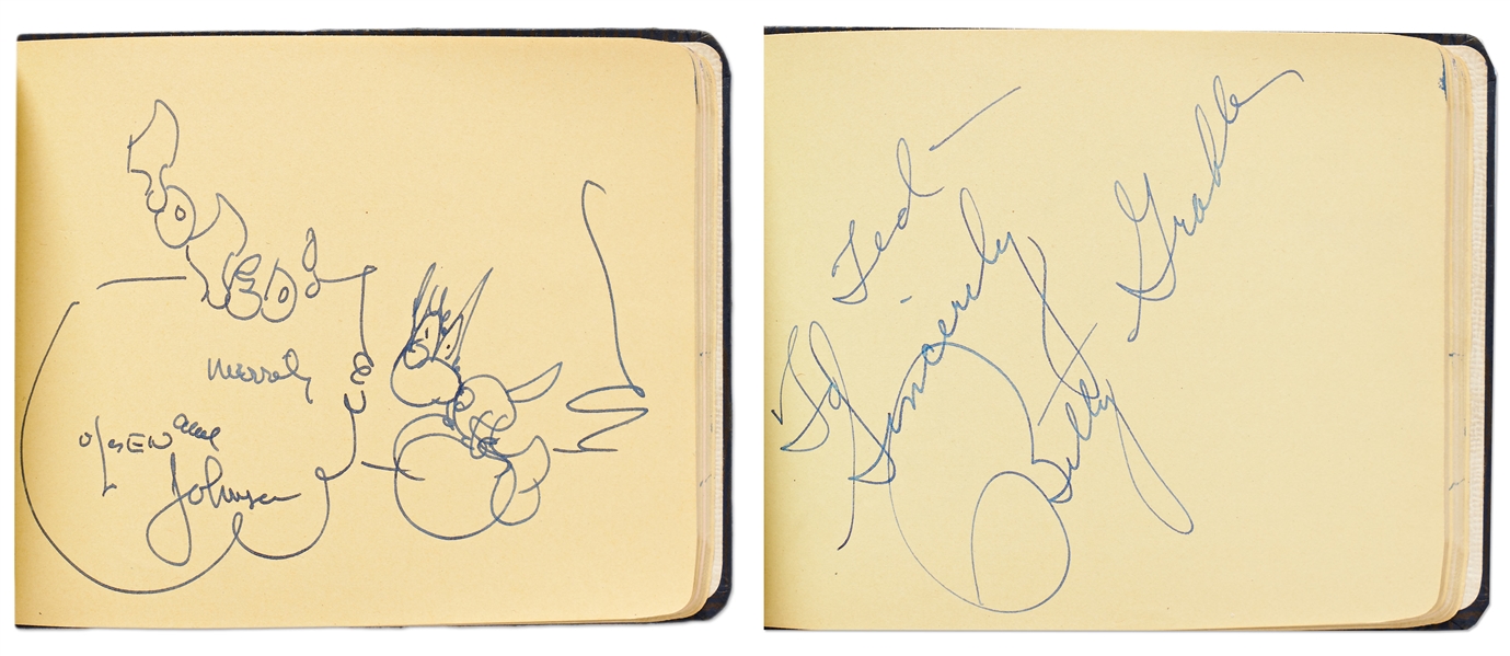 Autograph Book Signed by the Marx Brothers: Harpo Marx, Groucho Marx, and Twice Signed by Chico Marx -- Also Signed by 1952 San Francisco 49ers Football Team Players